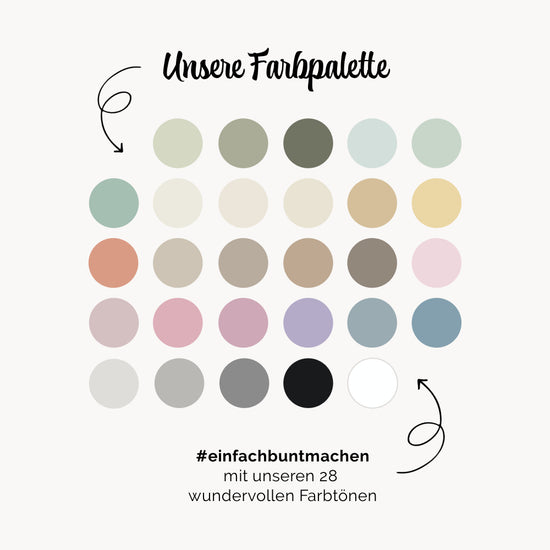 Mia Farben Farbpallette mit 28 sanften, matten Pastelltönen – Kreidefarben in harmonischen Nuancen für Möbel und Wände