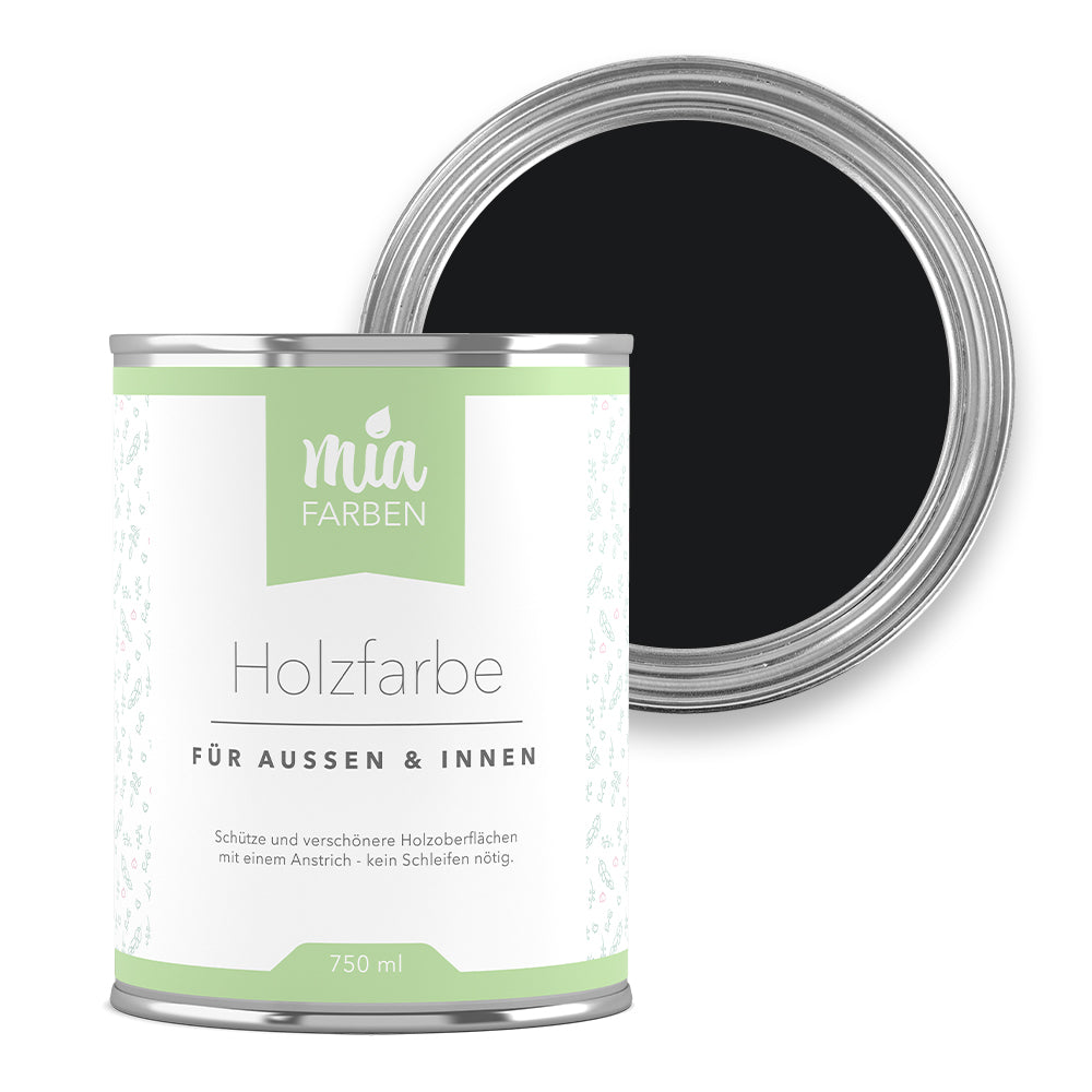 miafarben Holzfarbe Tiefes Nachtschwarz